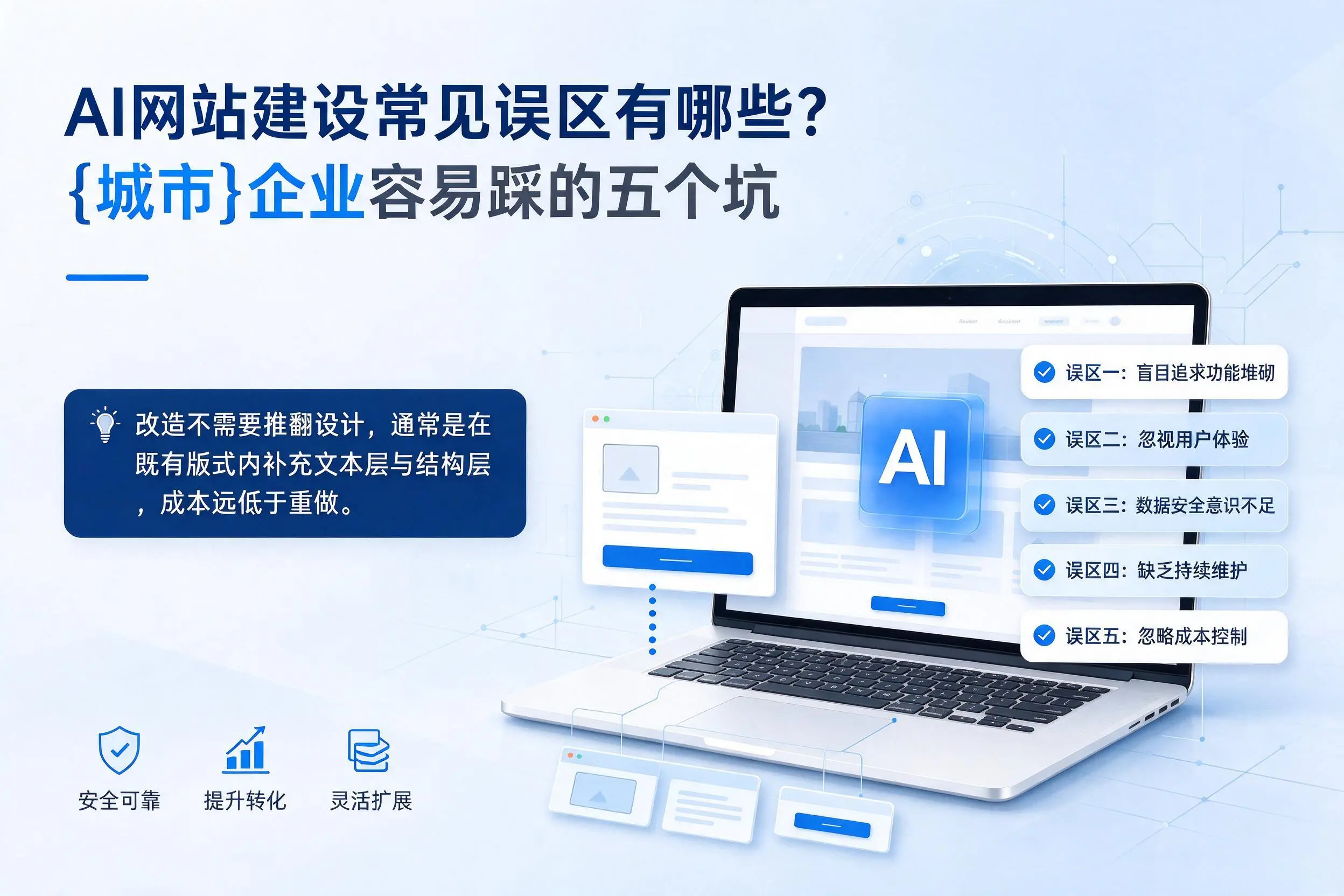 AI网站建设常见误区有哪些?榆林企业容易踩的五个坑