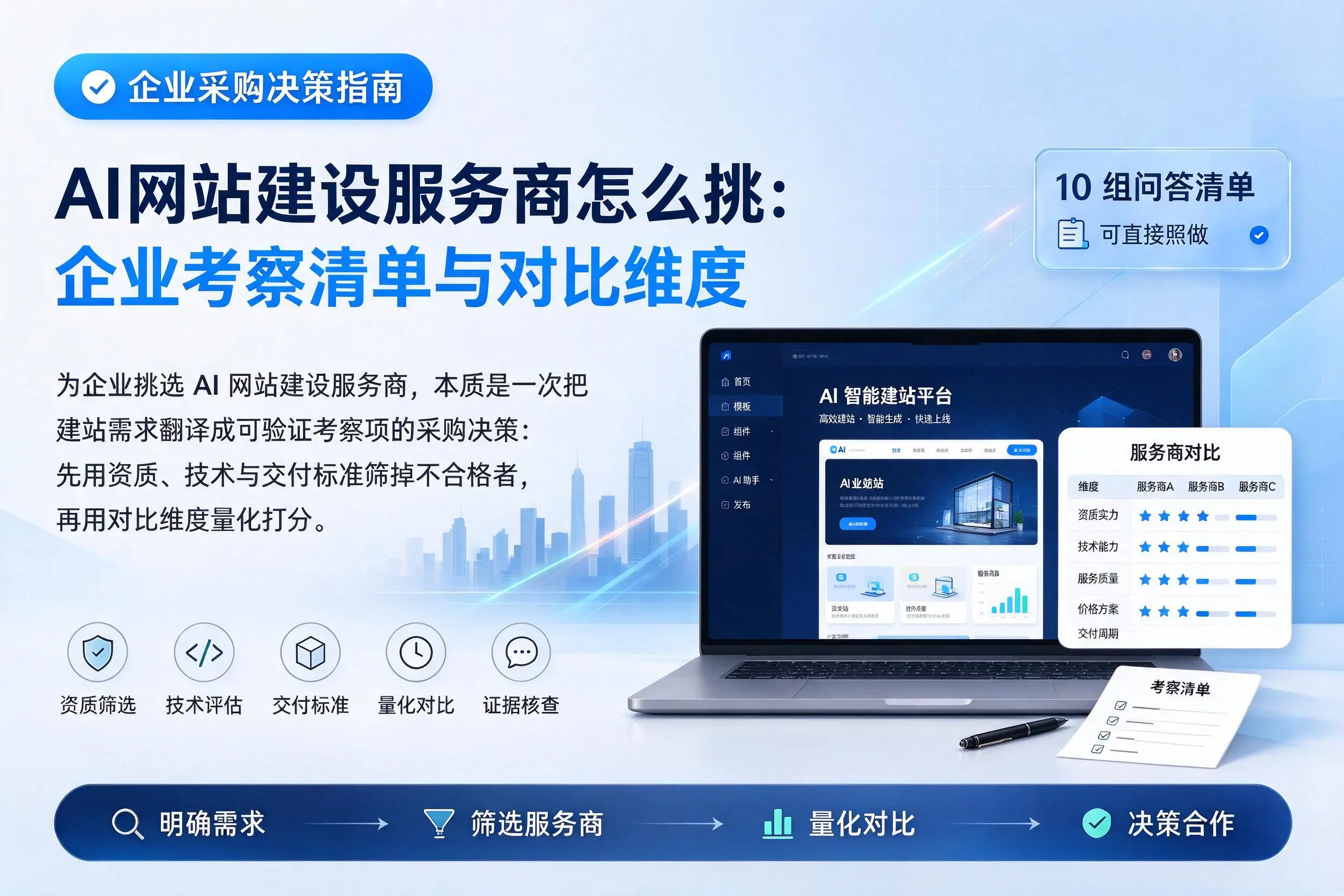AI网站建设服务商怎么挑:榆林企业考察清单与对比维度