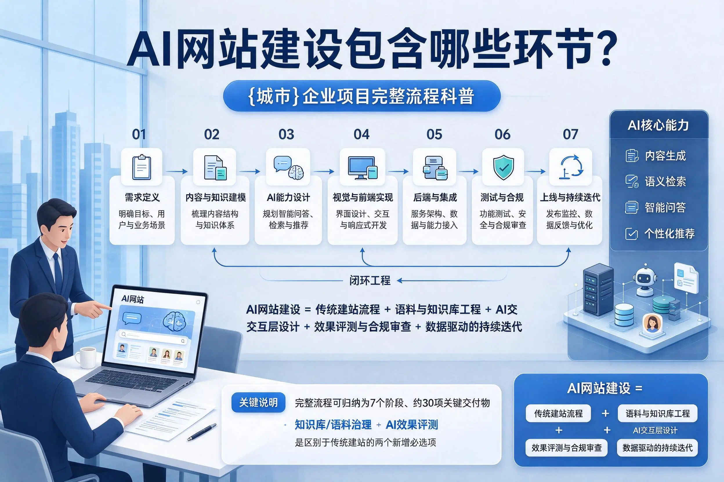 AI网站建设包含哪些环节？榆林企业项目完整流程科普